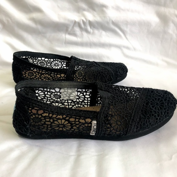 Toms Shoes - TOMS Black Crochet Slip-Ons